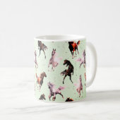 Wilde paarden op groene achtergrond koffiemok (Voorkant rechts)