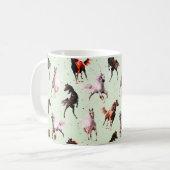 Wilde paarden op groene achtergrond koffiemok (Voorkant links)