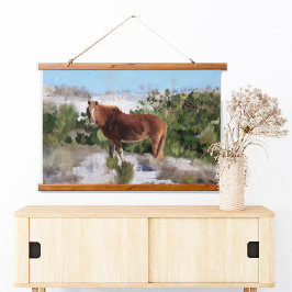 Wilde paarden op het eiland Assateague Hangend Wandkleed