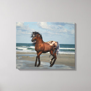 Wilde paarden op het strand afdrukken