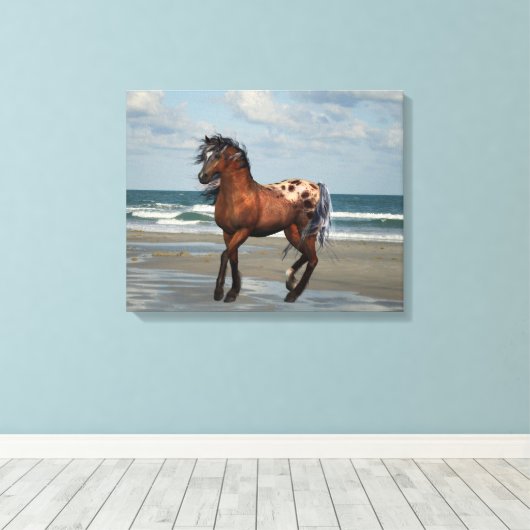 Wilde paarden op het strand afdrukken (Insitu (Houten vloer))