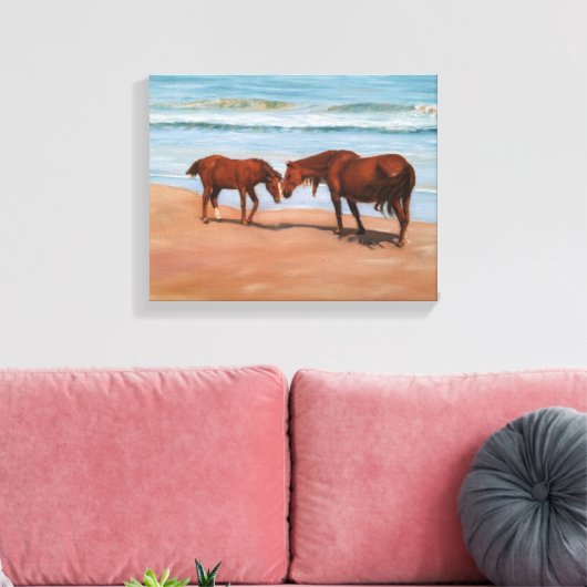 Wilde Paarden op verpakte canvas print (Insitu (Woonkamer))