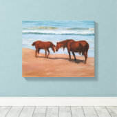 Wilde Paarden op verpakte canvas print (Insitu (Houten vloer))