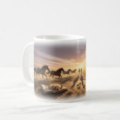 Wilde paarden op zonsondergang Prairie Memory Mok (Voorkant links)
