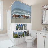 Wilde paarden Outer Banks OBX North Carolina Douchegordijn (In situ)