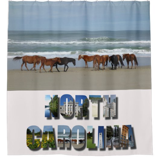 Wilde paarden Outer Banks OBX North Carolina Douchegordijn (Voorkant)