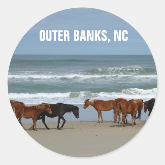 Wilde paarden Outer Banks OBX North Carolina Ronde Sticker (Voorkant)