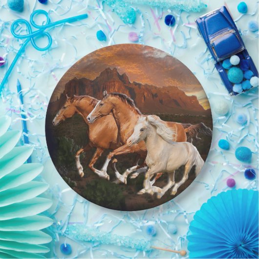 Wilde paarden papieren bordje (Feest)