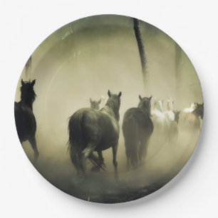 Wilde paarden papieren bordje