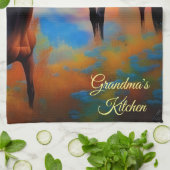 Wilde paarden *personaliseren* theedoek (Gevouwen)