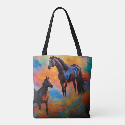 Wilde paarden *personaliseren* tote bag (Achterkant)