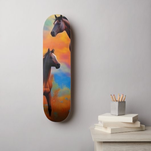 Wilde paarden persoonlijk skateboard (Muurkunst)