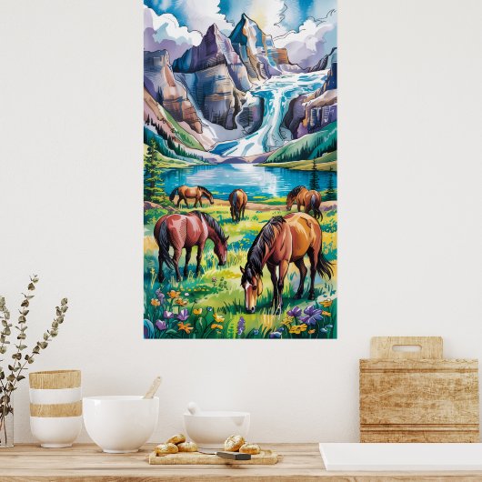 Wilde paarden poster (Keuken)