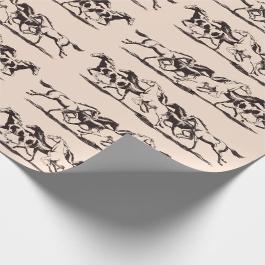 wilde paarden print cadeaupapier (Hoek)