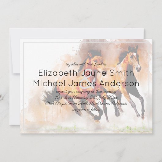 Wilde paarden Ranch Wedding Invitations Kaart (Voorkant)