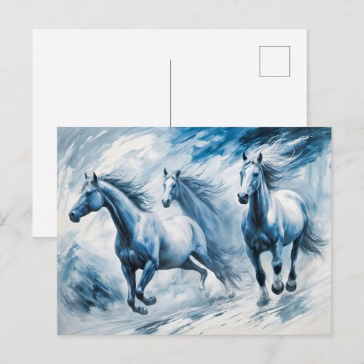 Wilde paarden rennen door de golven briefkaart (Voorkant / Achterkant)