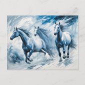 Wilde paarden rennen door de golven briefkaart (Voorkant)