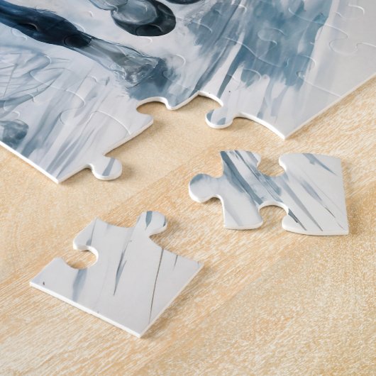 Wilde paarden rennen door de golven legpuzzel (Zijkant)