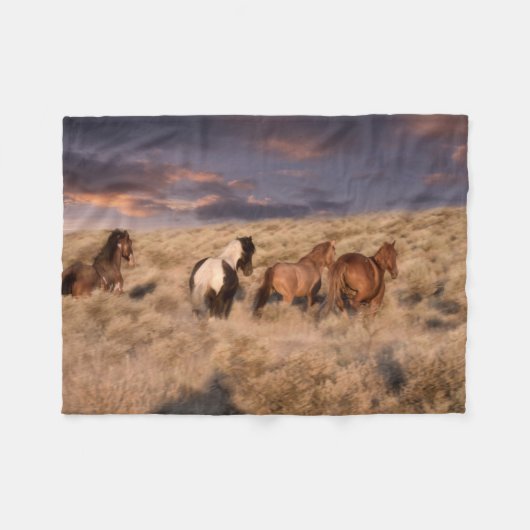 Wilde paarden rennen fleece deken (Voorkant (Horizontaal))