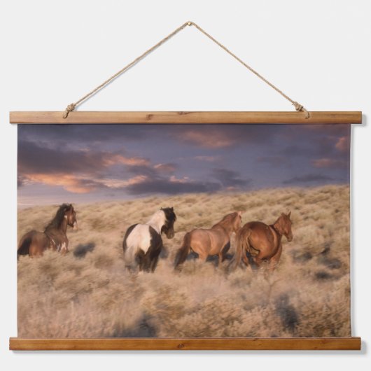 Wilde paarden rennen hangend wandkleed (Voorkant)