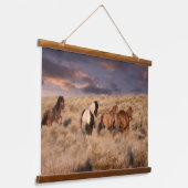 Wilde paarden rennen hangend wandkleed (Gebogen)