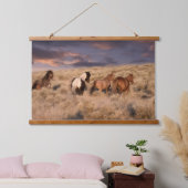 Wilde paarden rennen hangend wandkleed (Slaapkamer)