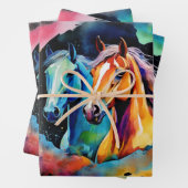 Wilde paarden rennen in de Waterverf Inpakpapier Vel (In situ)