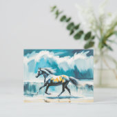 Wilde paarden rennen langs de kust briefkaart (Staand voorkant)