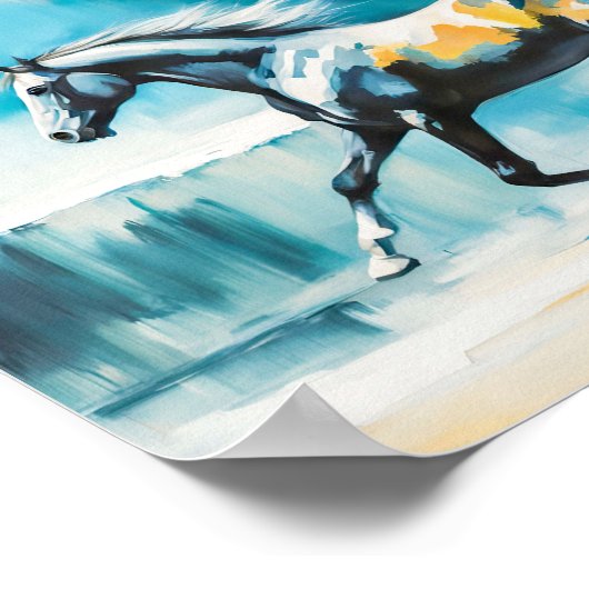 Wilde paarden rennen langs de kust poster (Hoek)