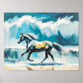 Wilde paarden rennen langs de kust poster (Voorkant)