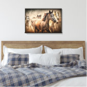 WILDE PAARDEN RENNEN. MUSTANG HORSE STAMPEED CANVAS AFDRUK (Insitu (Slaapkamer))