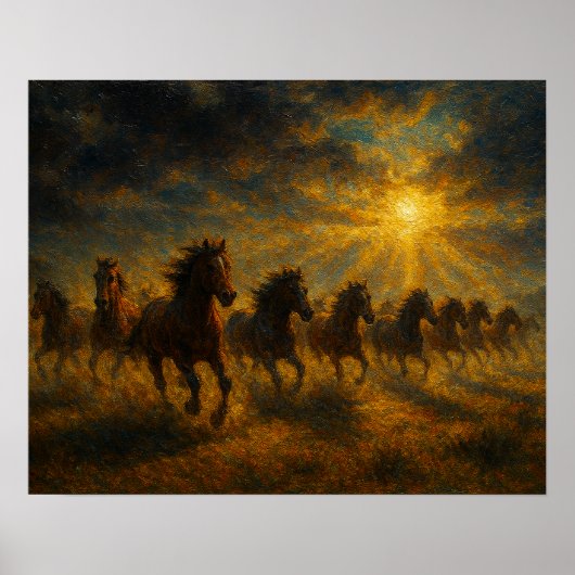 Wilde paarden rennen poster (Voorkant)
