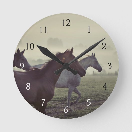 Wilde paarden ronde klok (Voorkant)
