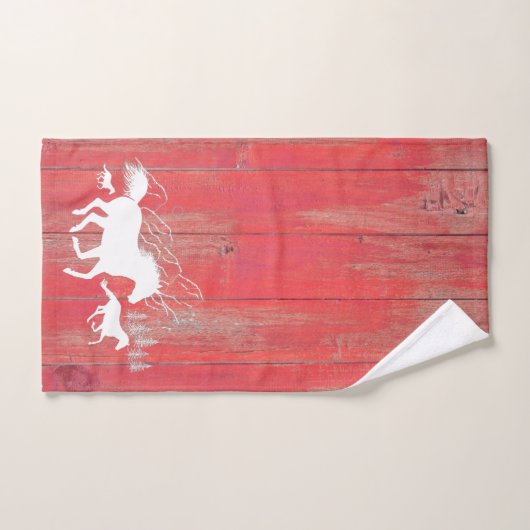Wilde paarden Rustic Red Barn Wood Bad Handdoek (Handdoek)