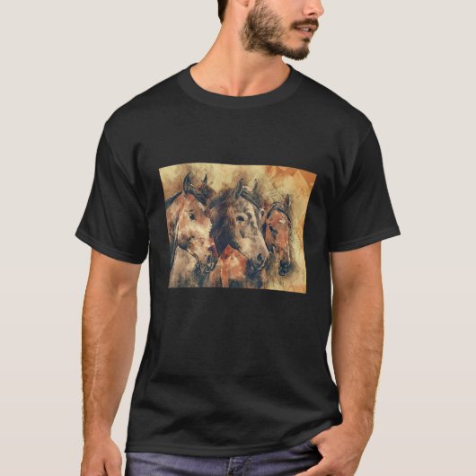 Wilde Paarden Schilderij T-shirt (Voorkant)