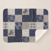 Wilde paarden Sherpa Blanket - Navy/Beige Sherpa Deken (Voorkant (horizontaal))