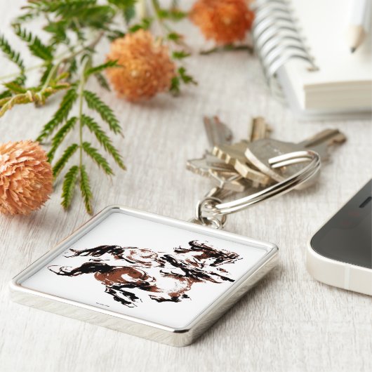 Wilde paarden Sleutelhanger (Zijkant)