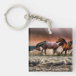 Wilde paarden sleutelhanger
