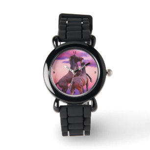 Wilde Paarden spelen opfokken zonsopgang Watch Horloge