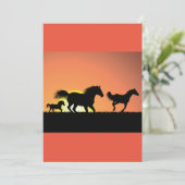 Wilde Paarden Sunset Silhouet Kaart (Staand voorkant)