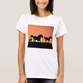 Wilde Paarden Sunset Silhouet T-shirt (Voorkant)