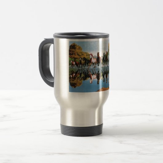 Wilde paarden Travel mug Reisbeker (Voorkant links)