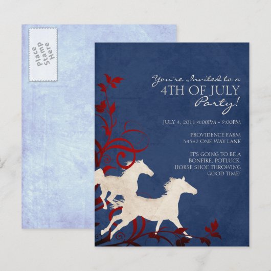 Wilde paarden uitnodiging briefkaart (Voorkant / Achterkant)