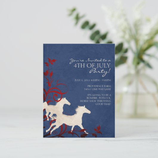 Wilde paarden uitnodiging briefkaart (Staand voorkant)