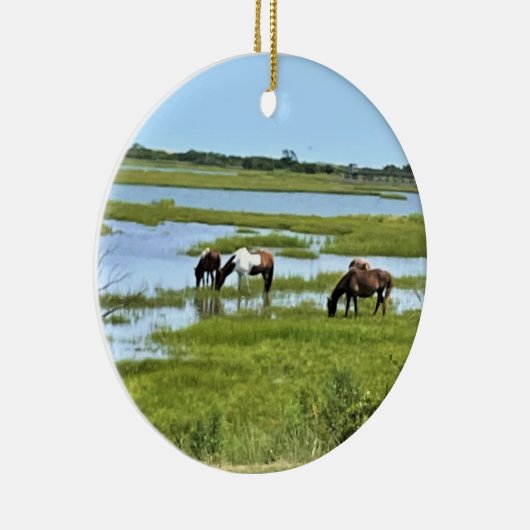 Wilde paarden van Assateague Keramisch Ornament (Rechts)