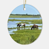 Wilde paarden van Assateague Keramisch Ornament (Links)