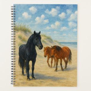 Wilde paarden van Corolla North Carolina Aquarel Planner