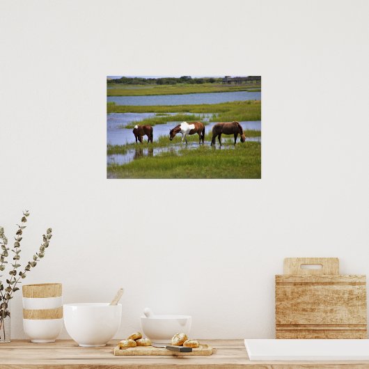 Wilde paarden van het Poster van Assateague (Keuken)
