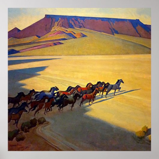 "Wilde paarden van Nevada" door Maynard Dixon Poster (Voorkant)