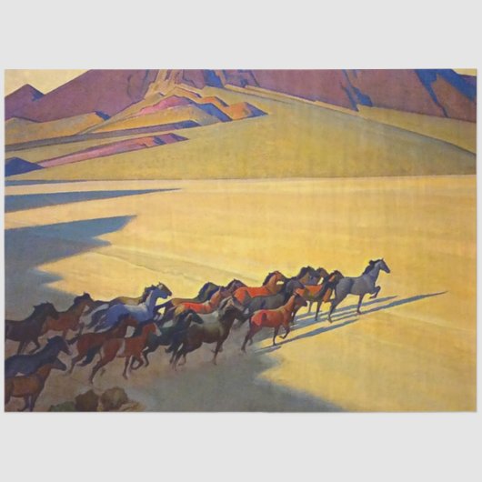 “Wilde paarden van Nevada” door Maynard Dixon Tissuepapier (Voorkant)